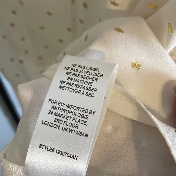 EUC Anthropologie Current Air Bristol Blouse Ivory Gold Boho Loose V-Neck Medium - Picture 10 of 10